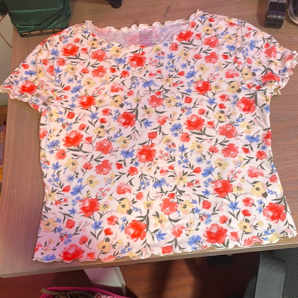 White colorful floral shirt